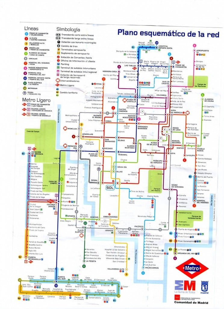 madrid metro map with tourist attractions